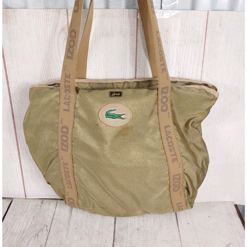 VINTAGE Izod Lacoste Alligator Shoulder Bag Tote - 80s 90s Tan Brown - USED